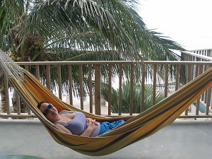 Relaxing in the tropics.           